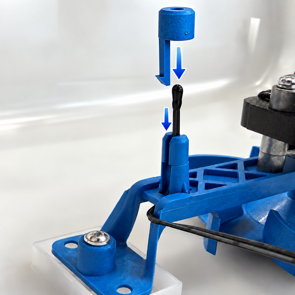 Installation of the probe holder clip on the BOROTTO fan motor